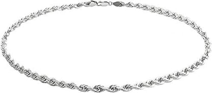 Savlano 925 Sterling Silver Solid Italian Figaro, Rope,Herringbone, Curb, Ball Bead, Snake, Mariner Chain Anklet for Women, Comes in 0.8mm - 5mm With Gift Box - style: Rope 1mm