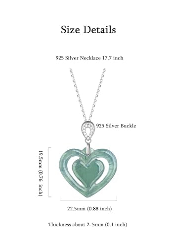 Real Green Jade Pendant Necklace for Women Donut/Heart/Clover/Teardrop/Rose/Lotus Flowers Genuine Jadeite Jewelry with Gold Plated 925 Sterling Silver Chain - style: Heart with Necklace