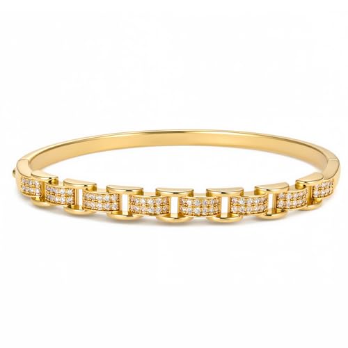 hotoo Gold Plated Bangle Bracelet for Women - style: Openwork Chain Splicing
