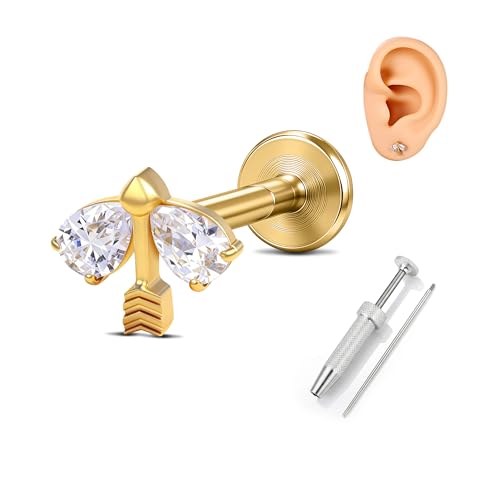 G23 Titanium Gold Filled 16G Cartilage Earring, 6mm 8mm - color: Arrow, Gold, size: 8MM