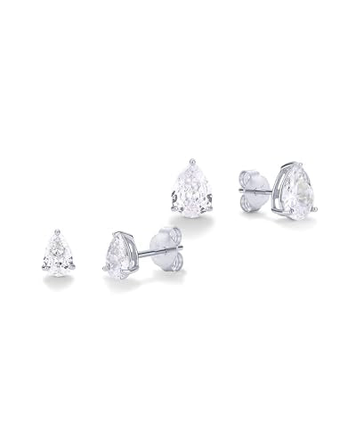 PAVOI 14K Gold Plated 925 Sterling Silver Cubic Zirconia Stud Earrings for Women - Simulated Diamond CZ Earrings - style: Pear 6x8mm
