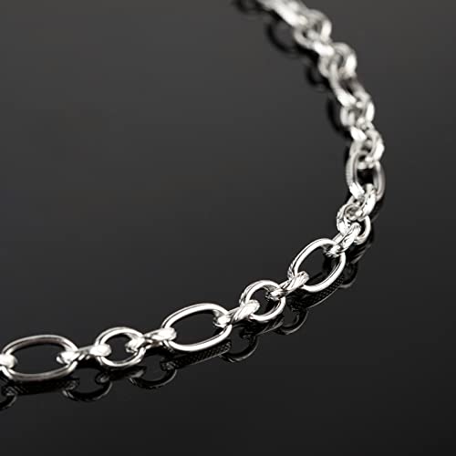 UMAOKANG Silver Stainless Steel Embossed Cable Chains for Jewelry Making | 16.4 Feet Thick Oval Link Chains Bulk Heavy Men Hip-pop Necklace DIY Chain with Jump Rings Lobster Clasps - color: Silver Embossed Rolo
