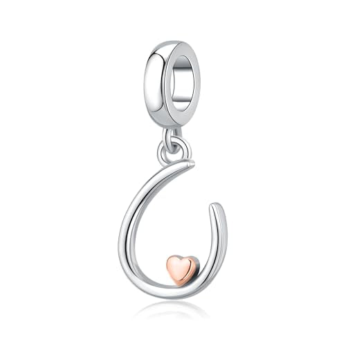 Letter Charms for Pandora Bracelets 925 Sterling Silver Alphabet Initial Charms Bead Jewelry Gift for Women - style: Initial U