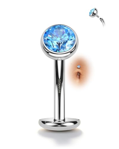G23 Solid Titanium Belly Button Rings Floating Belly Navel Rings 14G Internally Threaded Belly Piercing Jewelry Hypoallergenic - color: BL-8MM
