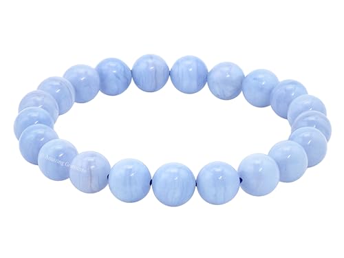 Amazing Gemstone Blue Lace Agate Bracelet for Women Men's Gifts - Protection Healing Crystal Bracelet - 8mm Gemstone Beaded Stretchable Bracelet Pulseras Para Hombres Mujer Stocking Stuffers Mothers Day Gift - color: Blue Lace Agate