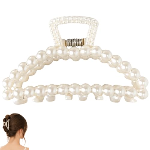 Large Pearl Hair Claw Clip, Clips Neutral Color Girls Hair Clips Claw, Big Hair Clips Hair Claws Hair Claws, Faux Pearl, Clips and Barrettes for Thin, Thick, Curly or Long Hair
