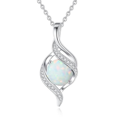 FANCIME Birthstone Necklace for Women Jewelry Gift for Her | Infinity Love Pendant Sterling Silver, Birthday Gift for Women, Adjustable 16+2" - color: 10 - Created Opal