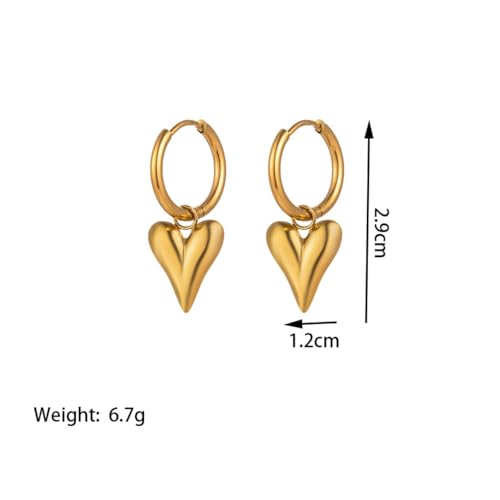 Charm Heart Huggie Hoop Earrings for Women,Lightweight 14K Gold Plated Love Heart Drop Dangle Earrings Minimalist Jewelry - color: Gold heart hoop earrings