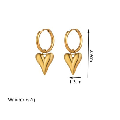 Charm Heart Huggie Hoop Earrings for Women,Lightweight 14K Gold Plated Love Heart Drop Dangle Earrings Minimalist Jewelry - color: Gold heart hoop earrings