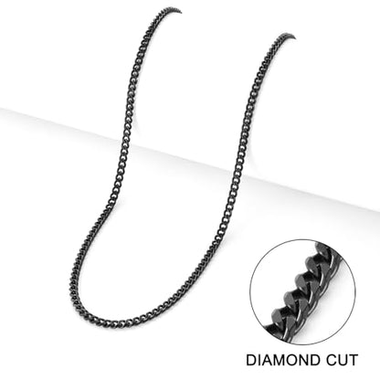 sovesi 3.5/5mm Cuban Link Chain Necklace for Men, Silver Tone/Black/14K Gold Plated Stainless Steel Necklace Chain, Mens Chain 16-28 Inch Jewelry Gift - size: 16 inches, style: Black 3.5mm