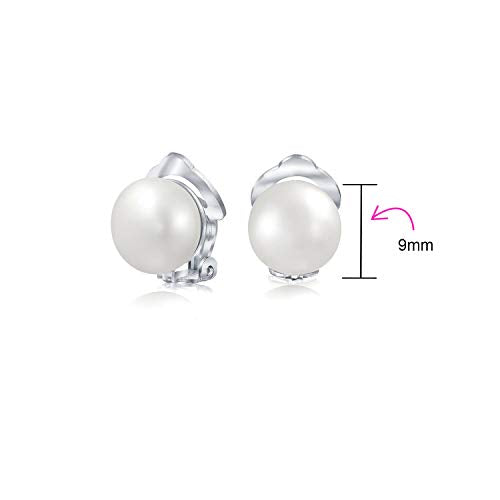 Button Style Freshwater Colors Pearl Clip On Stud Earrings Sterling Silver - color: White