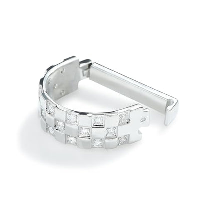 Sparkling Crystal Men's Neck Tie Ring Tie Clasp Necktie Clips Holder Tie Accessories with Box for Wedding Jewelry Gift - style: Silver Clips with Crystal Square