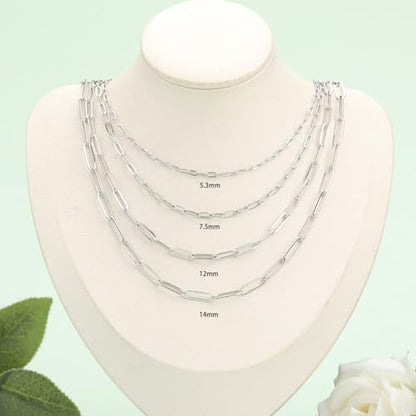 SMYHTGLIF 16.4 Feet Paperclip Cable Chain Bulk Silver Stainless Steel Chain | Permanent Jewelry Making Chains Women Necklace Bracelet DIY Craft Chain for Jewelry Making - color: Silver, size: 3×7.5mm