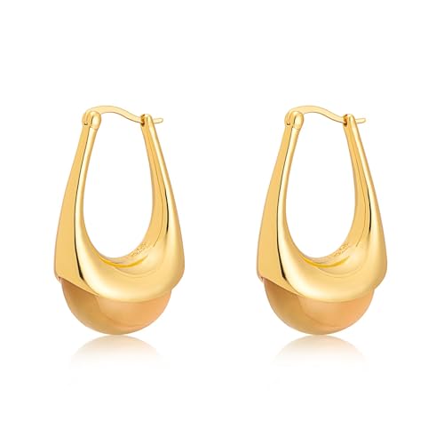 Milan Chiva Acrylic Gold Hoop Statement Dainty Summer Earrings | Brown Resin Chunky Huggie Vintage Earrings | Clear Enamel Drop Earring Lightweight Hypoallergenic Trendy Jewelry Gifts for Women - color: Light Brown