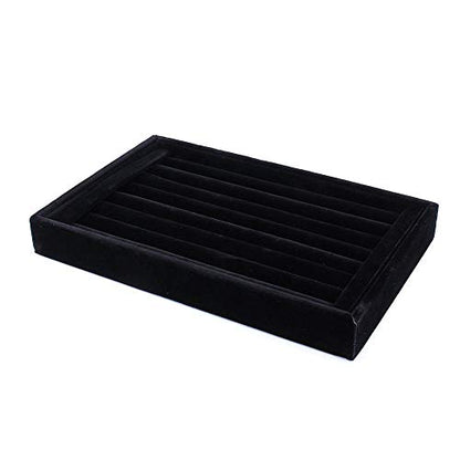 7 Slots Velvet Ring Earrings Studs Tray Showcase Display Jewelry Organizer Insert Tray for Accessory Storage