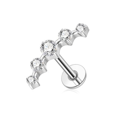 G23 Titanium Flat Back Earrings Studs 20g 18g 16g F136 Titanium Labrets Press Fit Threadless Push In Dainty Cartilage Helix Conch Lobe Lip Tragus Piercing Jewelry Push Back - style: 5 stud-clear