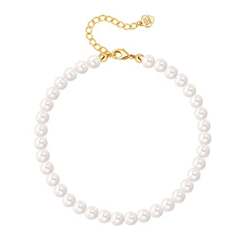 Handmade Pearl Beads Anklets for Women Adjustable White Beaded Ankle Bracelet for Wedding Gift