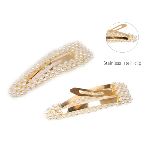 10PCS Pearl Hair Clips Hand -woven hair accessories kit is cute for girls and young ladies.Practical items for women on holidays. (Gold & white 10Pcs) - color: Gold & White 10Pcs