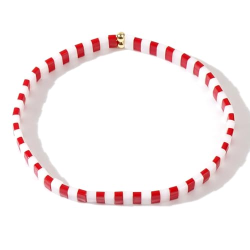 Candy Colorful Tila Flat Beads Bracelets for Women Trendy Unique Friendship Handmade Stackable Christmas Jewelry Gifts - color: christmas red