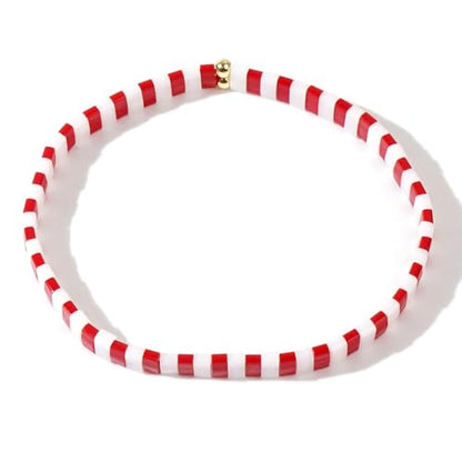 Candy Colorful Tila Flat Beads Bracelets for Women Trendy Unique Friendship Handmade Stackable Christmas Jewelry Gifts - color: christmas red