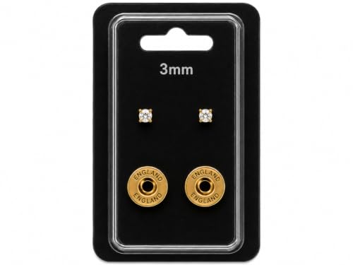 Caflon 16G CZ Sterile Piercing Studs, Hypoallergenic, 3/4/5mm, 12 Pack | FDA & EC compliant piercing studs. Nickel-safe, sterile-packaged, secure butterfly backs, tarnish-resistant finish. - size: 3mm, style: 24K Gold Plated