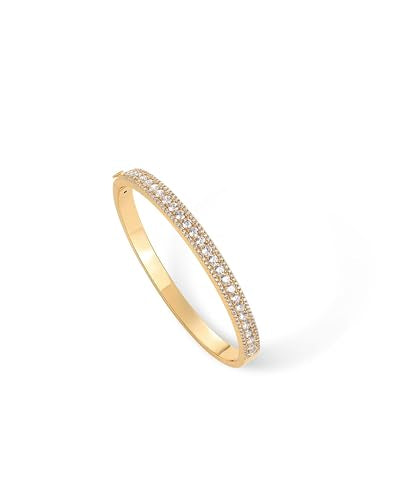 PAVOI 14K Gold Plated Cubic Zirconia Bangle Tennis Bracelets for Women | Classic Love Cuff Bangle Bracelets - style: Chunky
