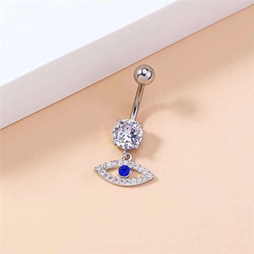 QWALIT Belly Button Rings 14G Surgical Steel Belly Rings CZ Opal Navel Piercing Jewelry for Women Girls 3/8" 10mm Silver Rose Gold - color: silver