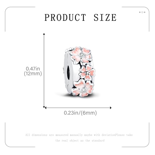 KEQ Clip Spacer Charm for Bracelet 925 Silver Pave Cubic Zirconia Clip Lock Stopper Bead Spacer For Women Bracelets Stopper Birthday Gifts European Openable Beads 2pcs - color: Cherry