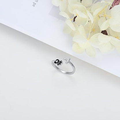 Dragonfly Toe Ring for Women 925 Sterling Silver Dragonfly/Butterfly/Cat/Paw Toe Rings Adjustable Open Ring for Women Christmas Jewelry Gift - color: Paw