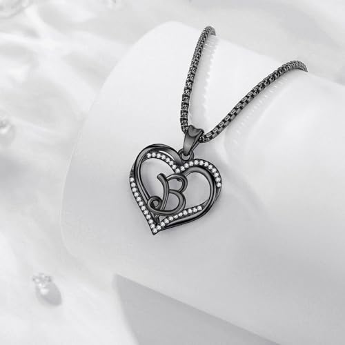 INFUSEU Unique Initial Necklaces for Women Girls Small Heart Letter Jewelry, Meaningful Personalized Gifts - style: B