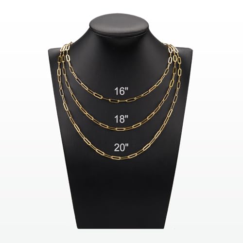 YOUBEIYEE 10 Pack Gold Stainless Steel Paperclip Chain Necklace | for Jewelry Making Paper Clip Necklace Bulk - color: Gold, size: 18inch (3.5x10mm)