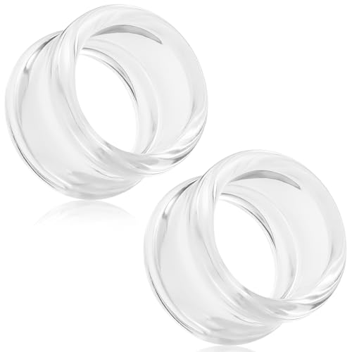 6G-50mm Hollow Acrylic Ear Plugs Tunnels for Women Men Double Flared Saddle Ears Gauge Plug Stretcher Expander Piercing Body Jewelry Black White Clear 1 Pairs - color: Clear Tone, size: 2 Gauge(6mm) = 1/4 inch