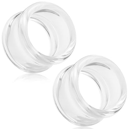 6G-50mm Hollow Acrylic Ear Plugs Tunnels for Women Men Double Flared Saddle Ears Gauge Plug Stretcher Expander Piercing Body Jewelry Black White Clear 1 Pairs - color: Clear Tone, size: 2 Gauge(6mm) = 1/4 inch