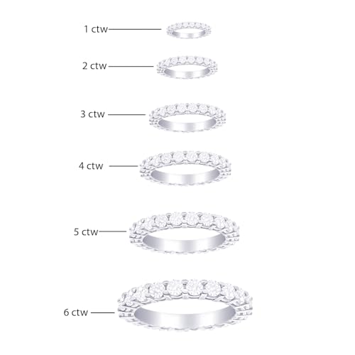 1-10 Carat 14K White Gold LAB GROWN Diamond Eternity Wedding Anniversary Stackable Ring Band for Women Ultra Premium Collection (E-F Color VS2-SI1 Clarity) | 14K White Gold Round Cut Anniversary Stackable Eternity Ring for Women in Solid Gold E-F Color, V