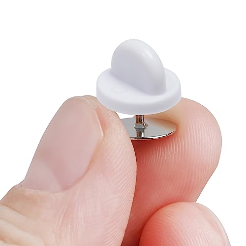 400pcs PVC Rubber Butterfly Clutch Pins Tie Tacks Blank for Uniform Badges Backing Holder Clasp Lapel Enamel Pins(200 Sets),White - color: White