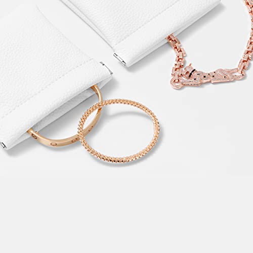 2 Pack PU Leather Slim Engagement Wedding Ring Pouch Leather Jewelry Pouch Christmas,Wedding Party Favor Gift Bag(Pearl White) | Durable stitching, multi-use for wedding rings, coins, earbuds & tiny trinkets, ideal travel pouch & wedding favors - color: P