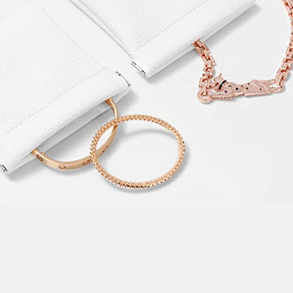 2 Pack PU Leather Slim Engagement Wedding Ring Pouch Leather Jewelry Pouch Christmas,Wedding Party Favor Gift Bag(Pearl White) | Durable stitching, multi-use for wedding rings, coins, earbuds & tiny trinkets, ideal travel pouch & wedding favors - color: P