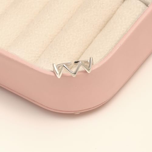 LeCalla 925 Sterling Silver Minimalist Toe Rings Set Simple Open Adjustable Toe-Rings for Women - color: 09. ZigZag HeartBeat (1 PCS)
