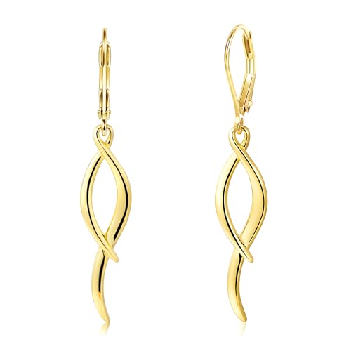 ALEXCRAFT 14K Gold/Silver Twisted Brushed Tassel Dangle Earrings for Women | Hypoallergenic Elegant Lightweight Long Twisted Tassel Dangling Drop Leverback Earrings for Women Trendy Jewelry Gifts in Box - color: Gold