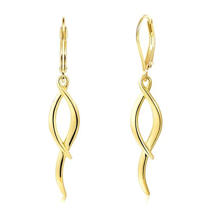 ALEXCRAFT 14K Gold/Silver Twisted Brushed Tassel Dangle Earrings for Women | Hypoallergenic Elegant Lightweight Long Twisted Tassel Dangling Drop Leverback Earrings for Women Trendy Jewelry Gifts in Box - color: Gold
