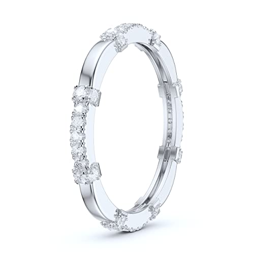 14k White Gold Petite Wave Shape Simulated Diamond or Genuine Moissanite Wedding Band Eternity Ring - color: Simulated Diamond