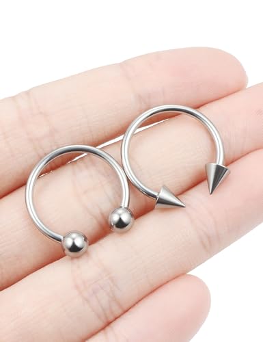 F136 Titanium 20/18/16/14/12/8/4/2g Septum Nose Rings Gauge Earrings Lip Rings Prince Albert Jewelry Internally Threaded Horseshoe Hoop Piercings - size: 14g*16mm