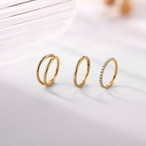FUNLMO 3Pcs Nose Rings Double Hoop Nose Ring Conch Daith Tragus Helix Rook Piercing Jewelry Surgical Steel Cartilage Earring Conch Hoop Earring Septum Jewelry Lip Ring - color: Style 1: Gold