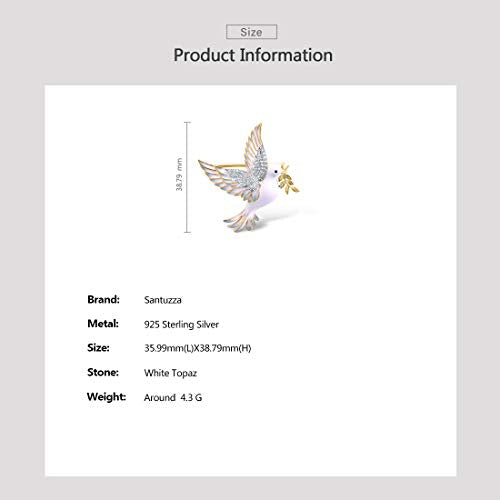 Santuzza 925 Sterling Silver Enamel Brooch Pin for Women - color: [A]Pigeon