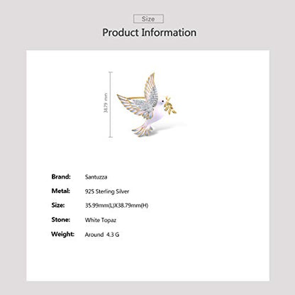 Santuzza 925 Sterling Silver Enamel Brooch Pin for Women - color: [A]Pigeon