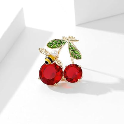 HETICA Animal Brooch for Women, Funny and Cute Flower Brooch Safety Pins Clothing Backpack Hat Decoration Enamel Pins Fashion Women Brooches and Pins Jewelry - style: Cherry Bee
