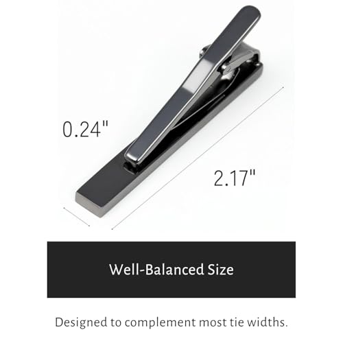 Silver Gold Gunmetal Onyx Tie Clip Tie Bar Made in Japan - color: Gunmetal