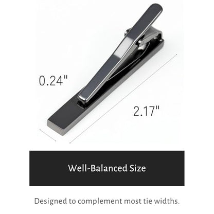 Silver Gold Gunmetal Onyx Tie Clip Tie Bar Made in Japan - color: Gunmetal