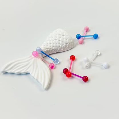 Acrylic Tongue Barbells Rings Candy Color Tongue Piercing Jewelry | 14G Plastic Nipple Ring Colorful Tongue Bars for Women Men - style: Candy