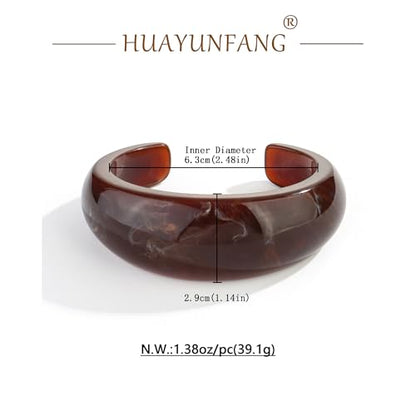 Chunky Acrylic Bangles Bracelets For Women Geometric Acrylic Resin Acetate Mottled Wide Bangle Bracelet Statement Colorful Bangles for Party - color: 02-cuff bracelet